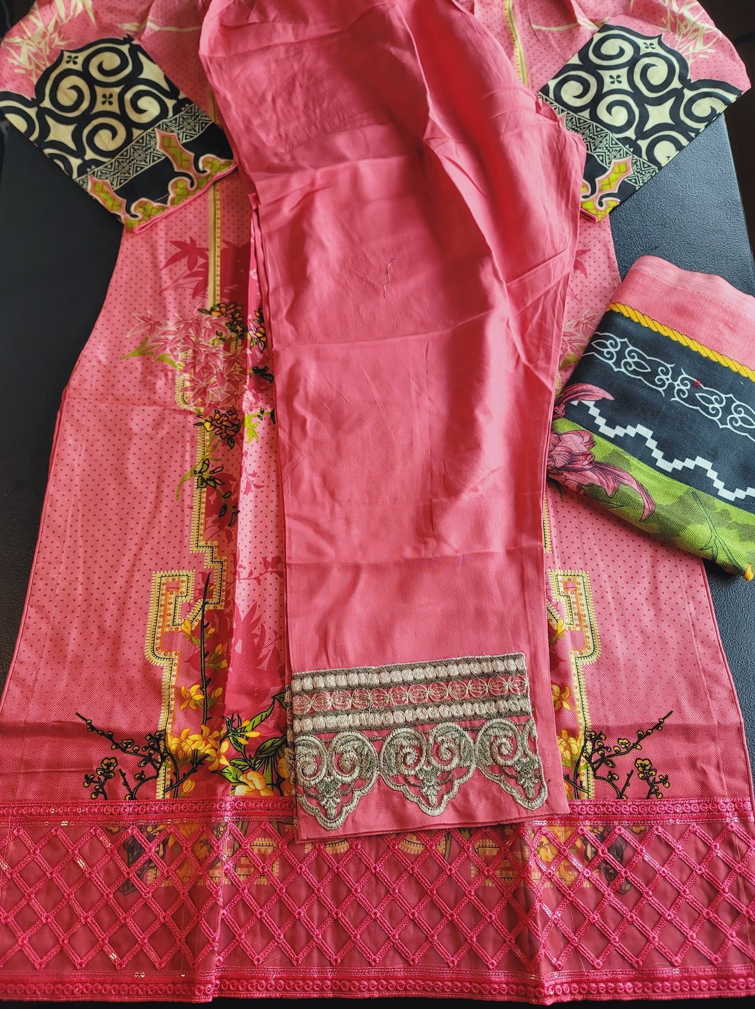 Pakistani Linen Embroidered Salwar kameez Ready To Ship