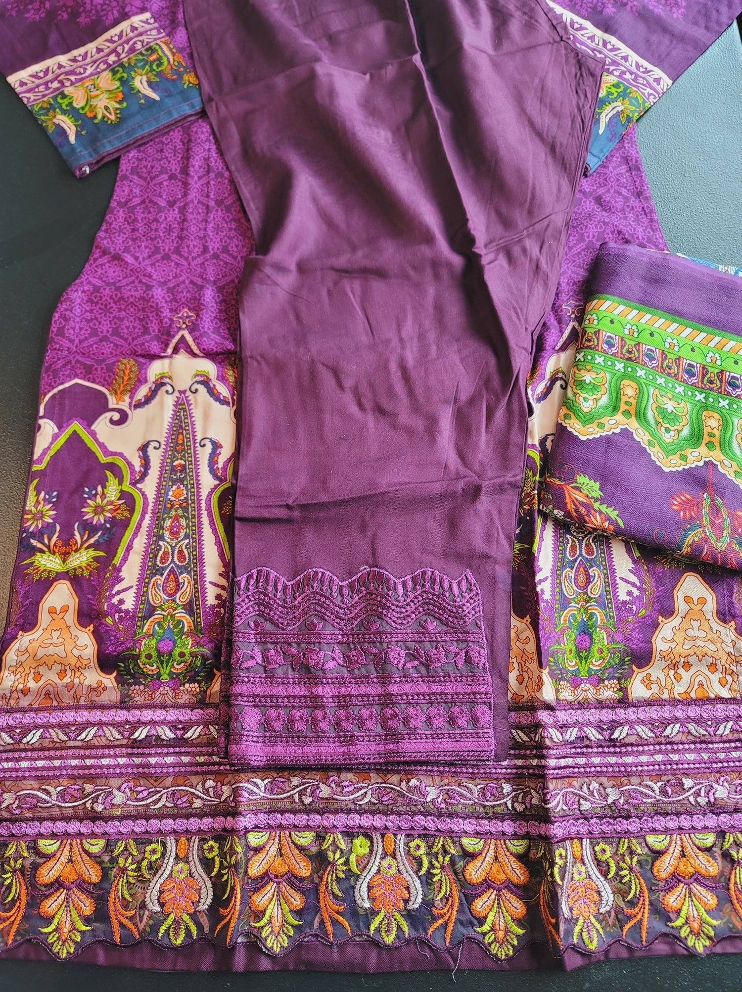 Pakistani linen Embroidered Salwar kameez Ready To Ship