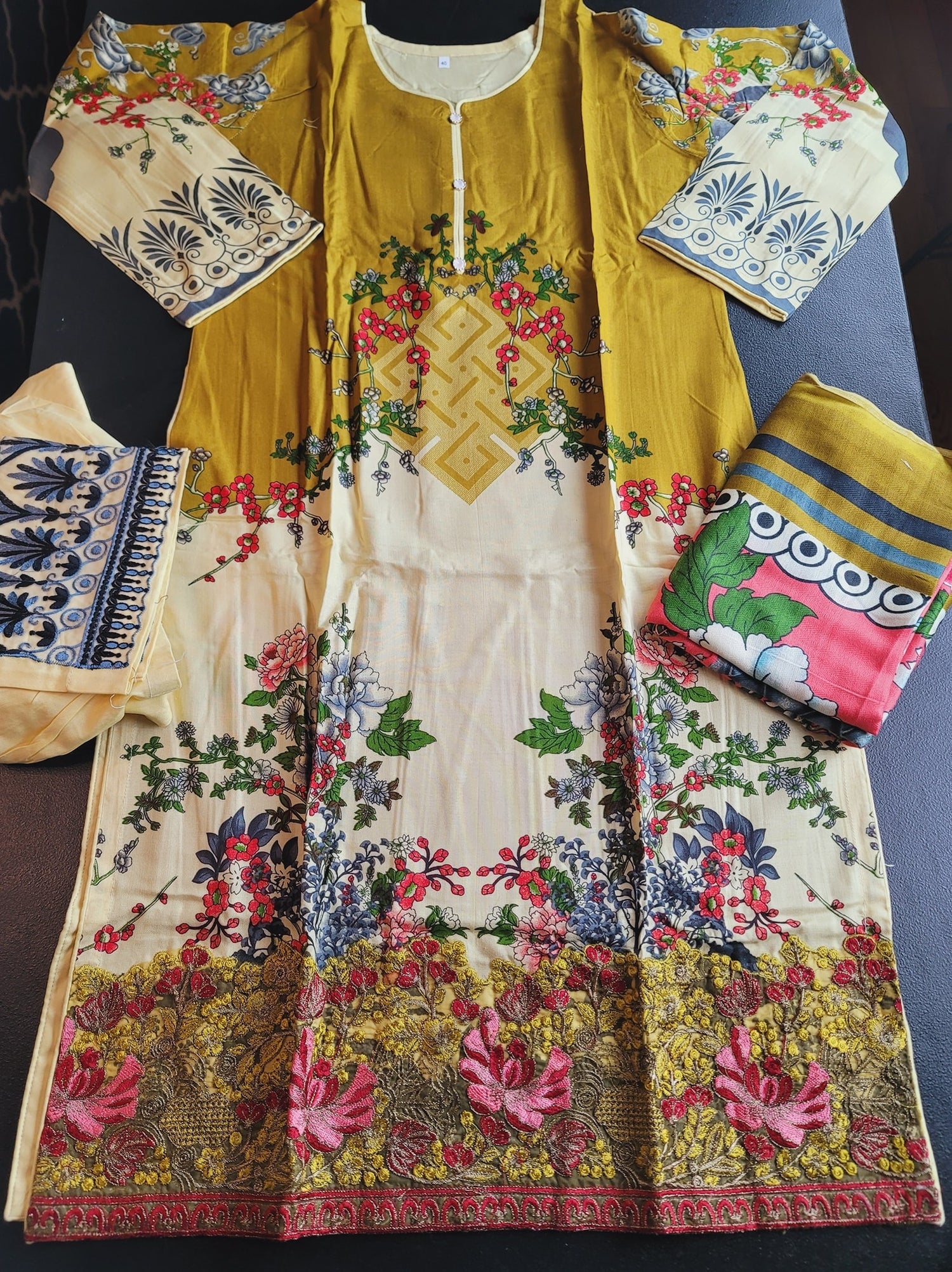 Pakistani linen Embroidered Salwar kameez Ready To Ship