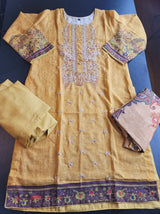 Pakistani linen Embroidered Salwar kameez Ready To Ship