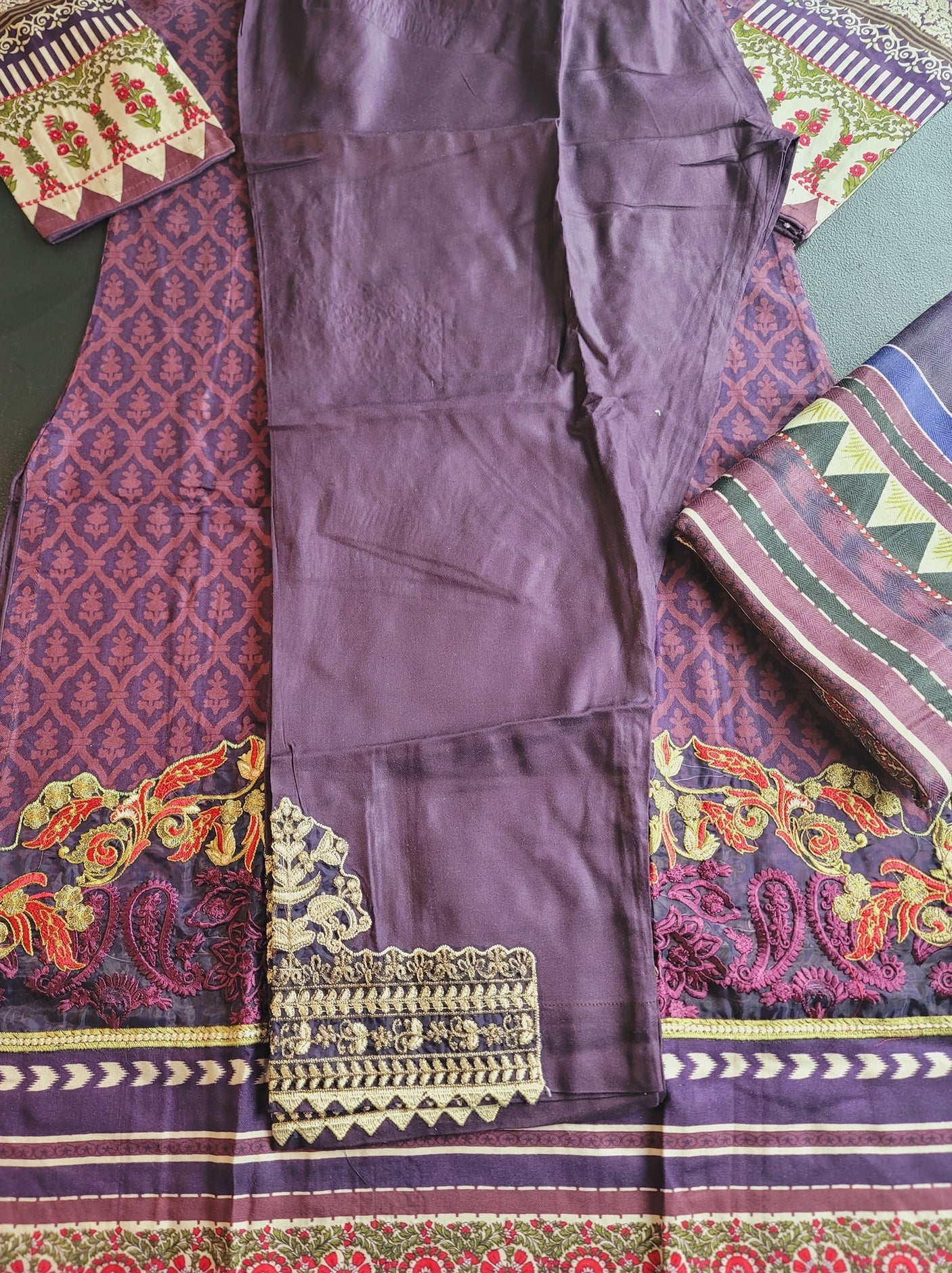 Pakistani linen Embroidered Salwar kameez Ready To Ship