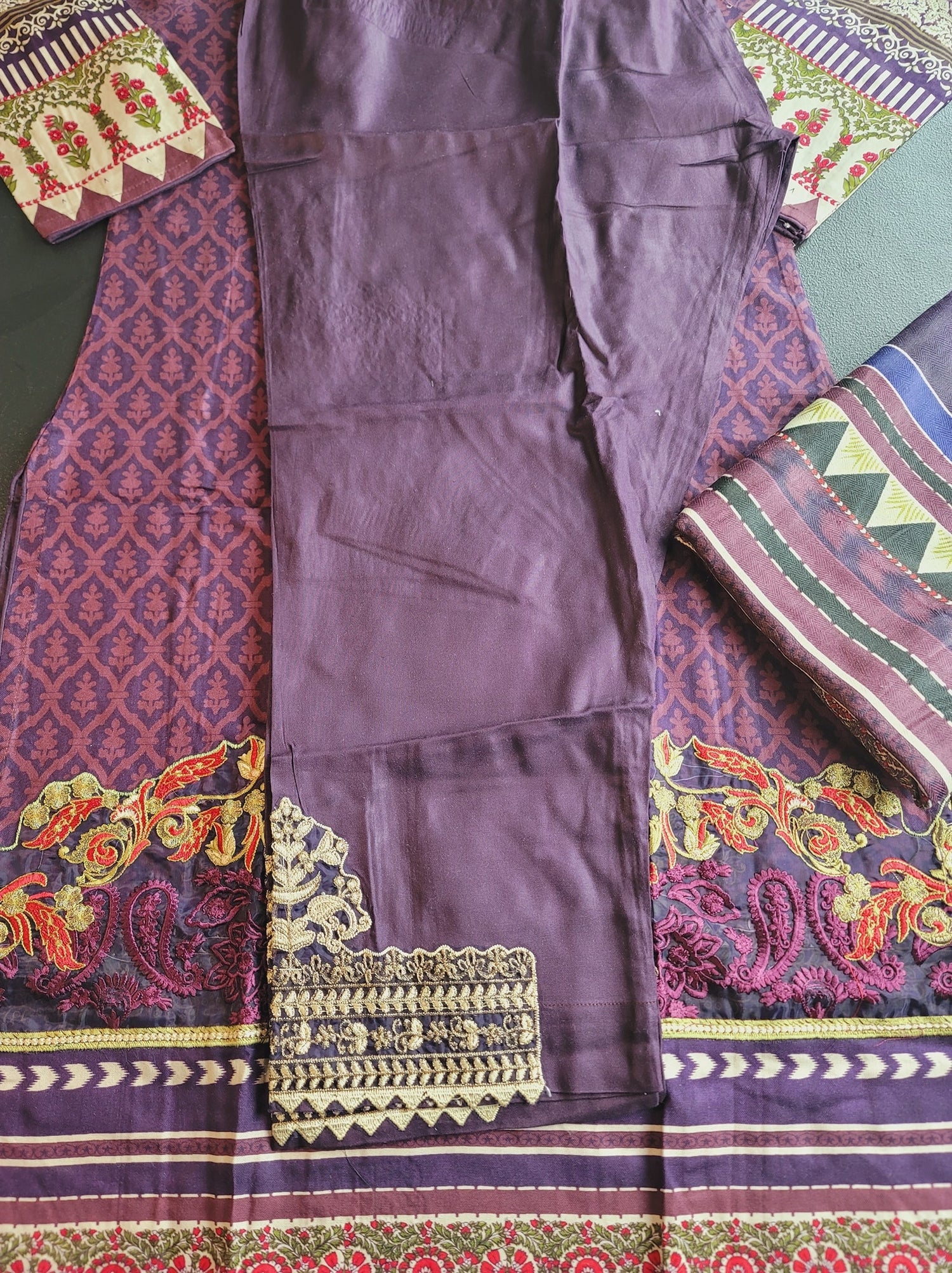 Pakistani linen Embroidered Salwar kameez Ready To Ship