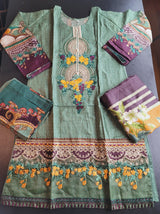 Pakistani linen Embroidered Salwar kameez Ready To Ship