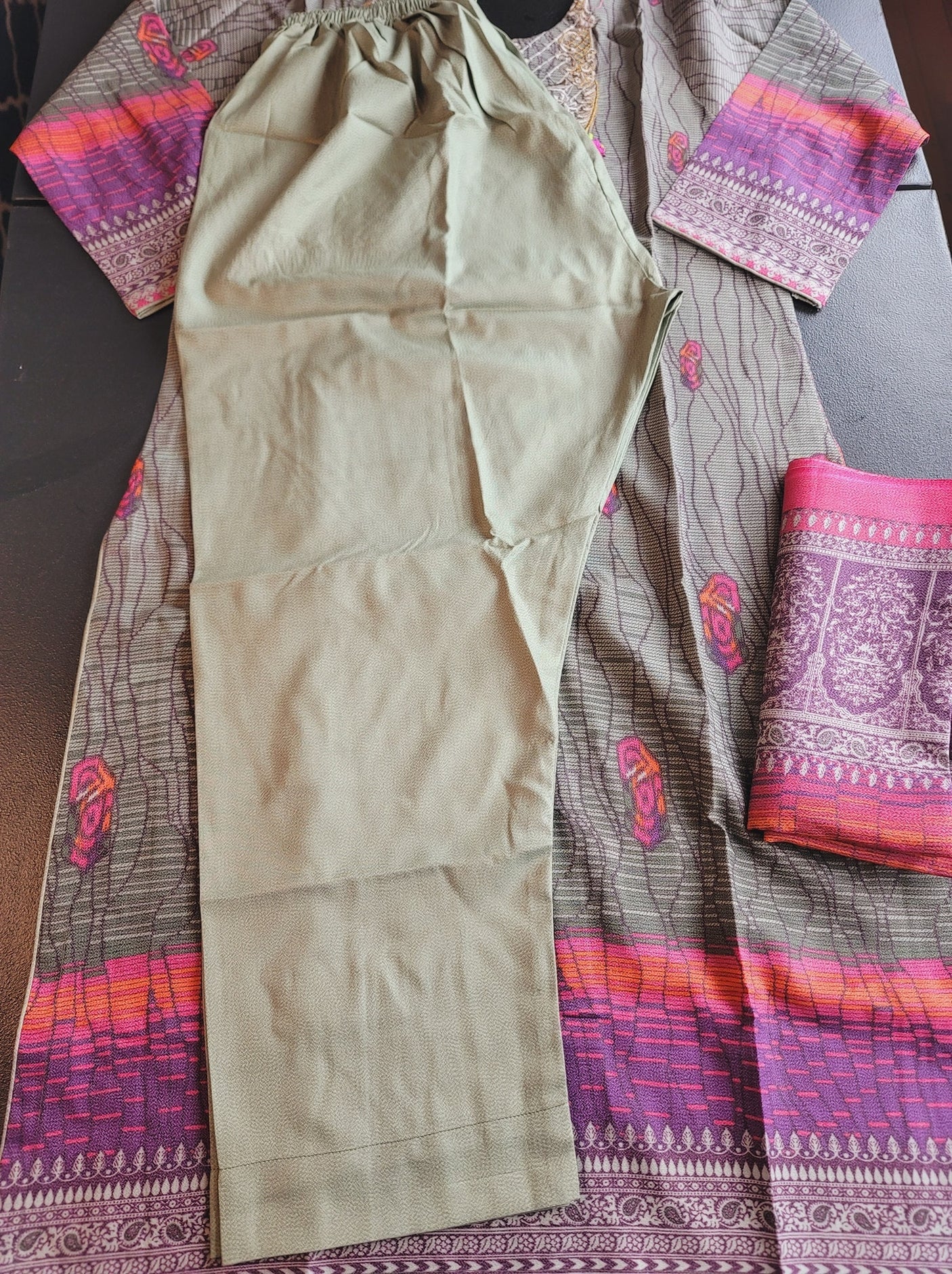 Pakistani linen Embroidered Salwar kameez Ready To Ship