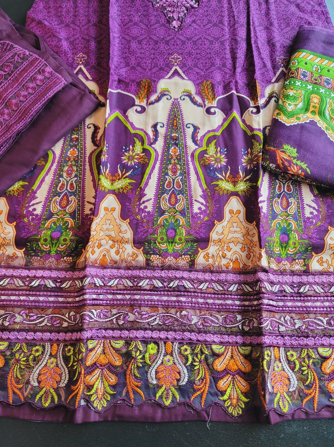 Pakistani linen Embroidered Salwar kameez Ready To Ship