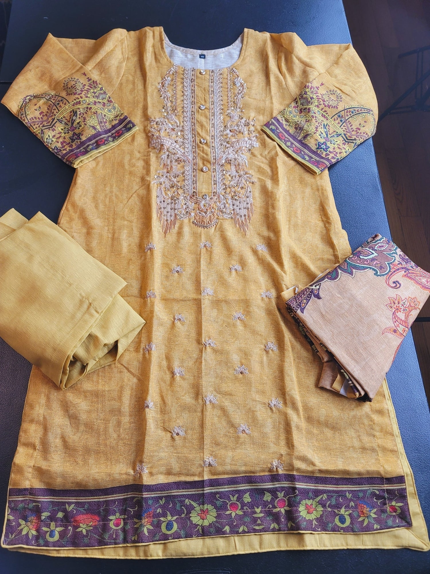 Pakistani linen Embroidered Salwar kameez Ready To Ship