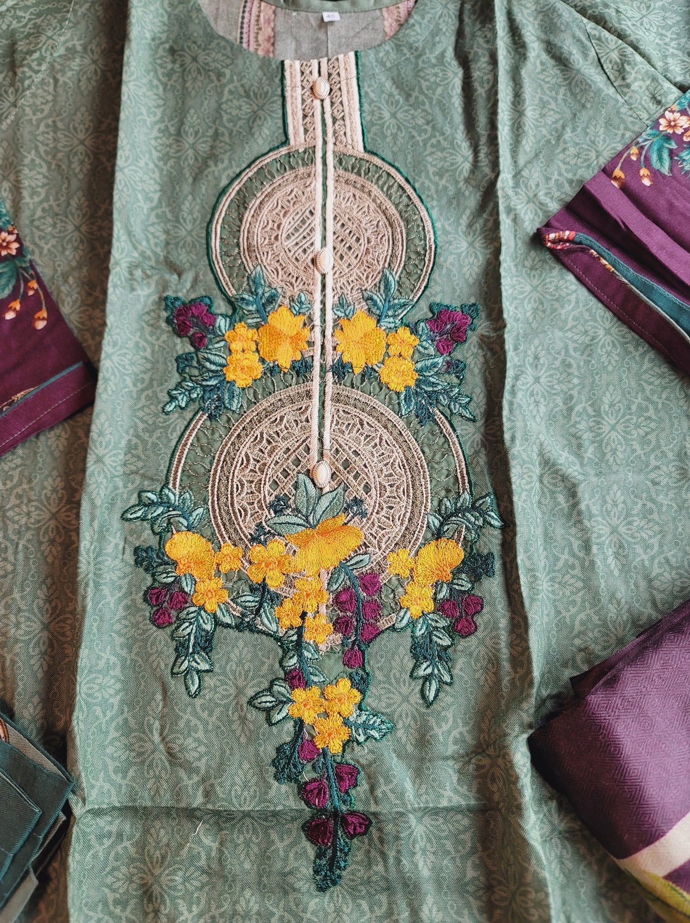 Pakistani linen Embroidered Salwar kameez Ready To Ship