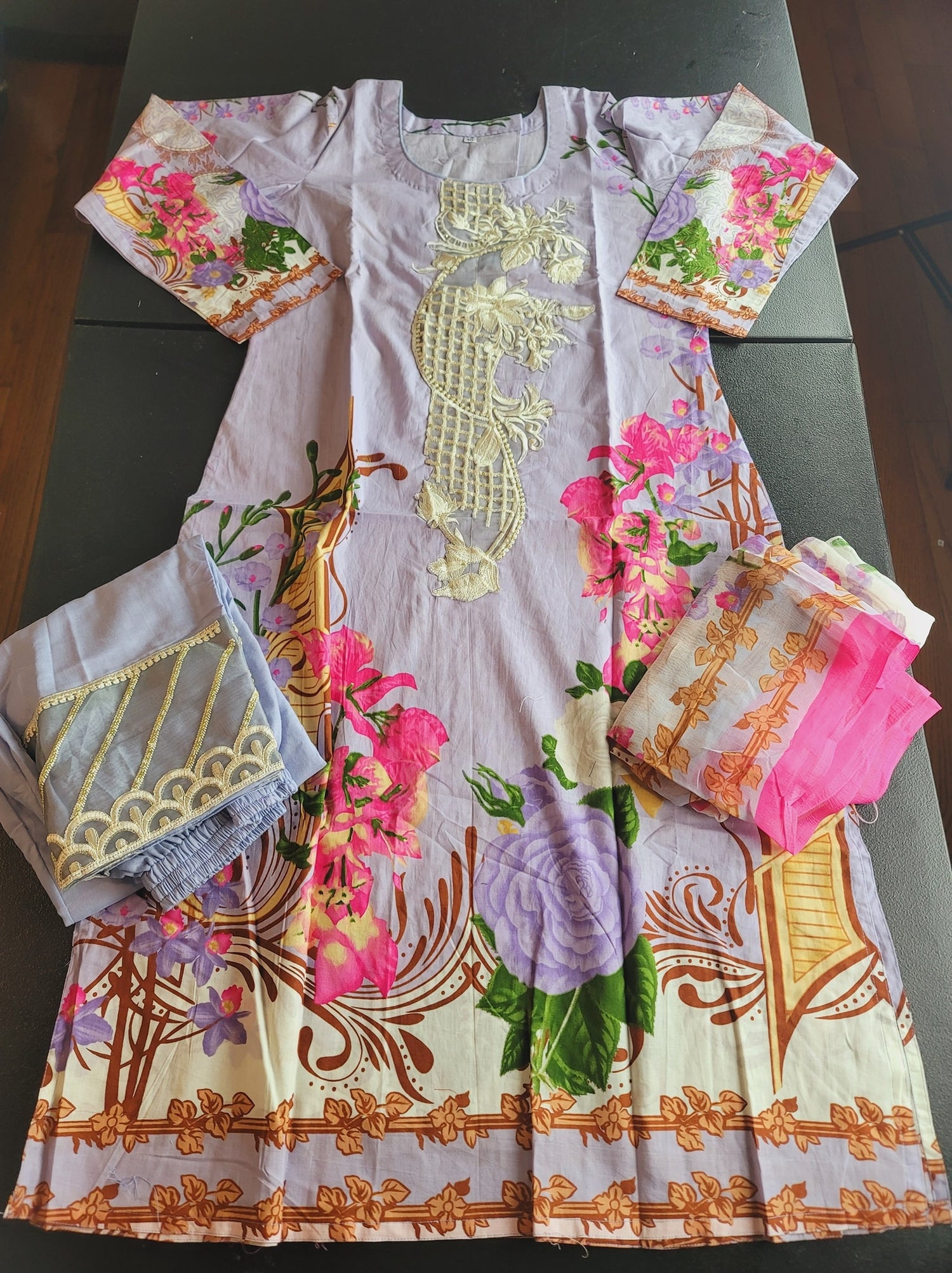 Indian Cotton Stitched Embroidery Suit Ready To Ship