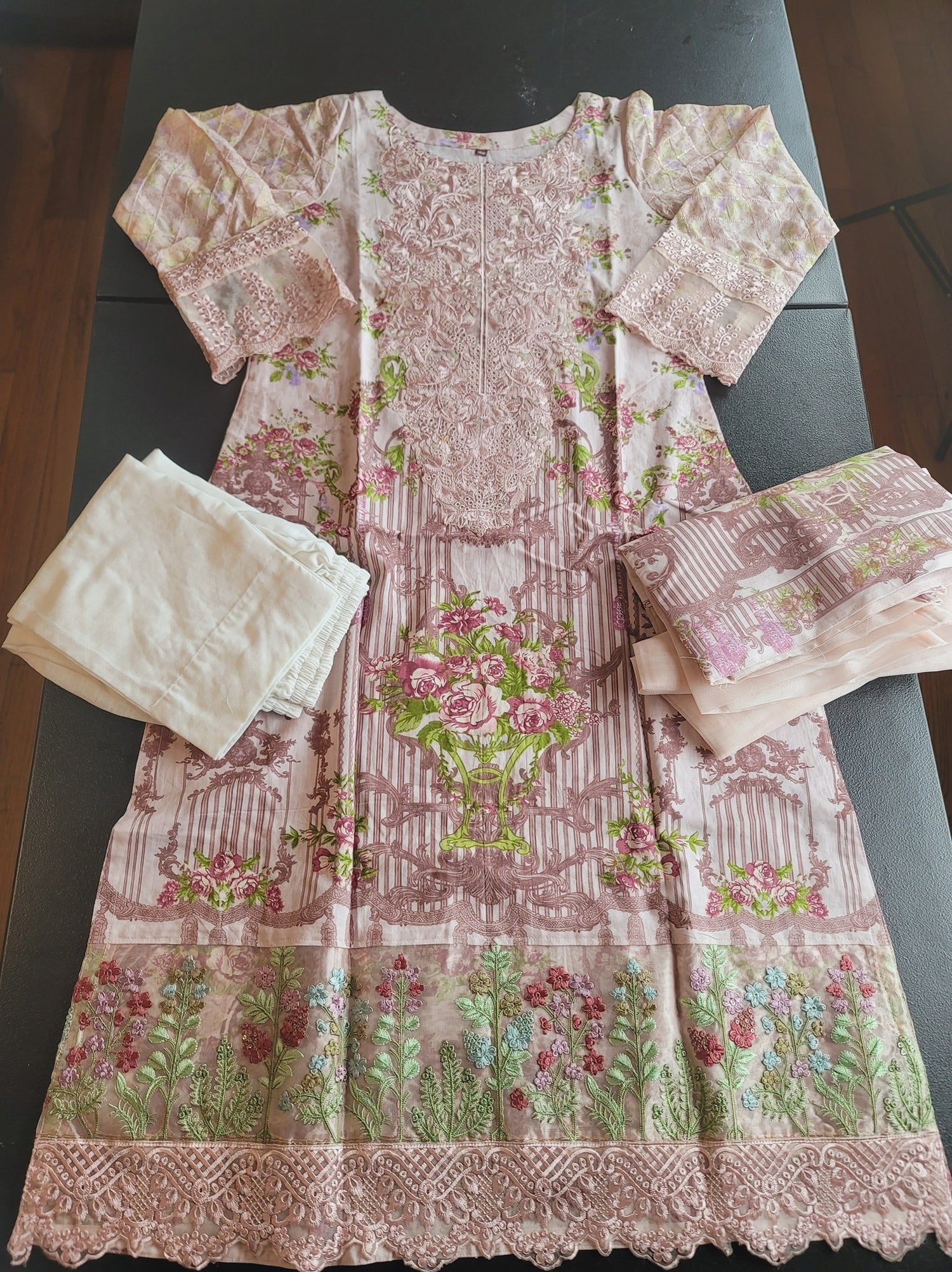 Indian Cotton Stitched Embroidery Suit Ready To Ship