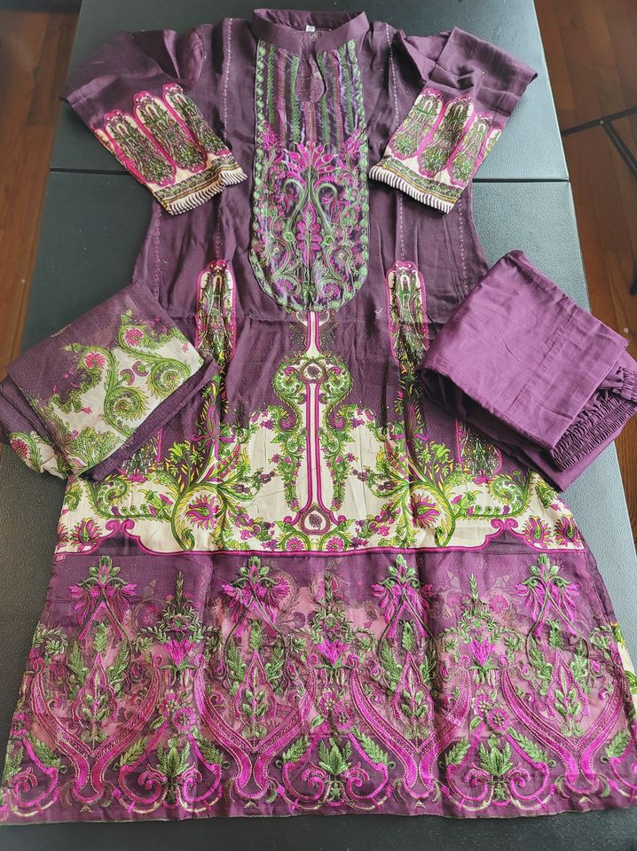 Indian Cotton Stitched Embroidery Suit Ready To Ship