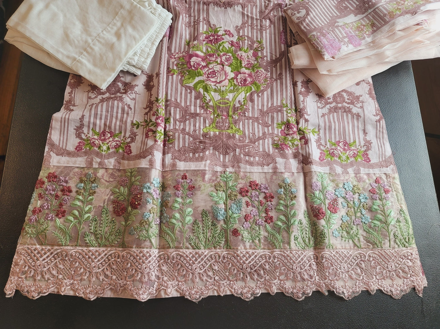Indian Cotton Stitched Embroidery Suit Ready To Ship