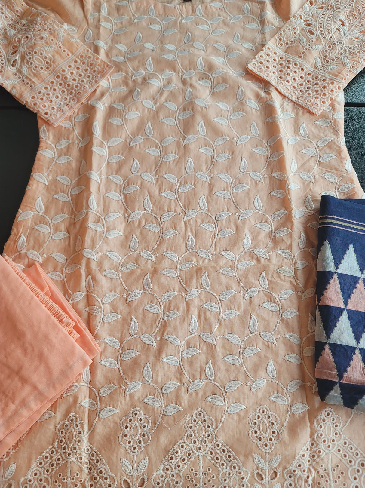 Indian Cotton Stitched Embroidery Suit Ready To Ship