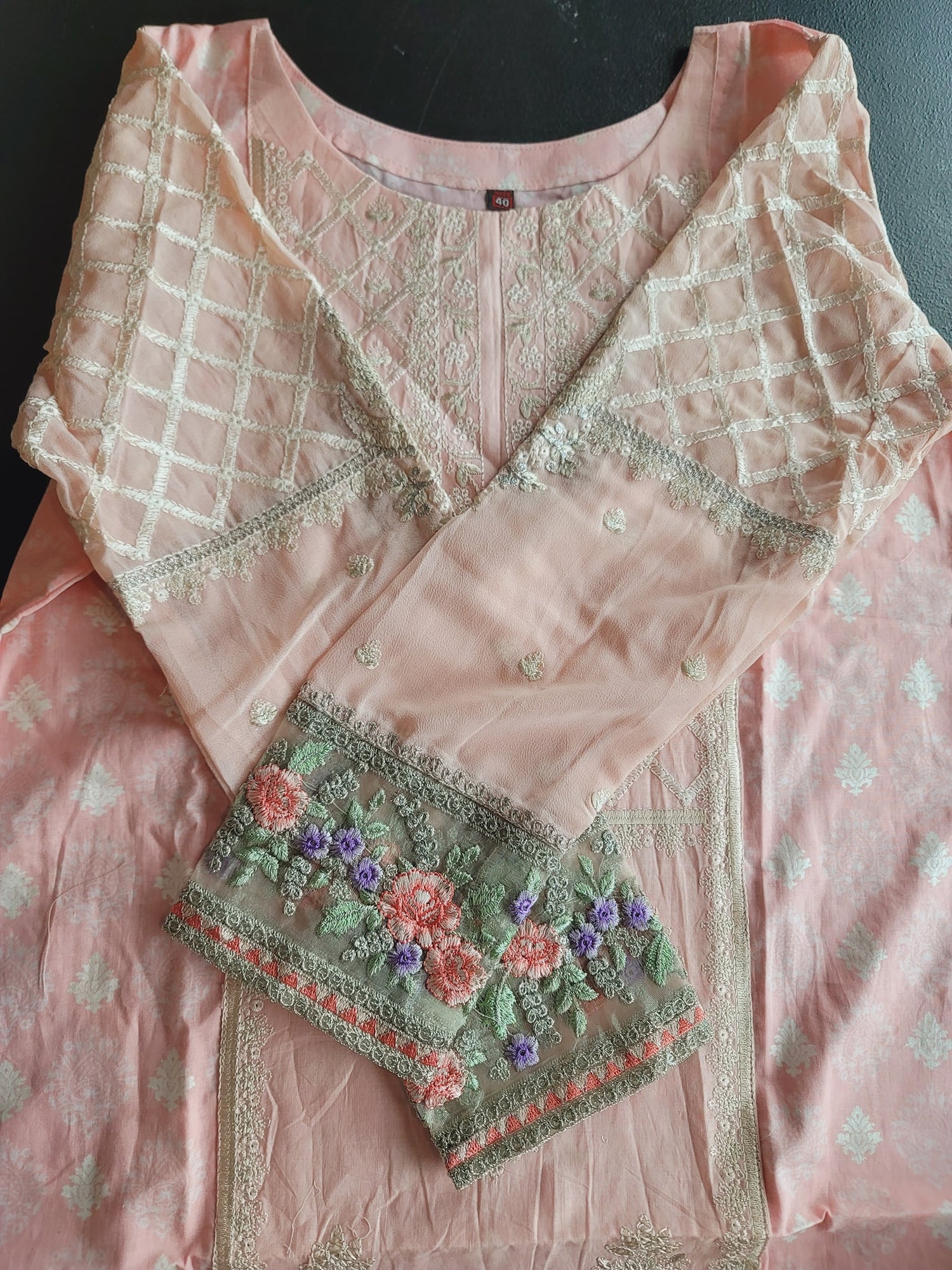 Indian Cotton Stitched Embroidery Suit Ready To Ship