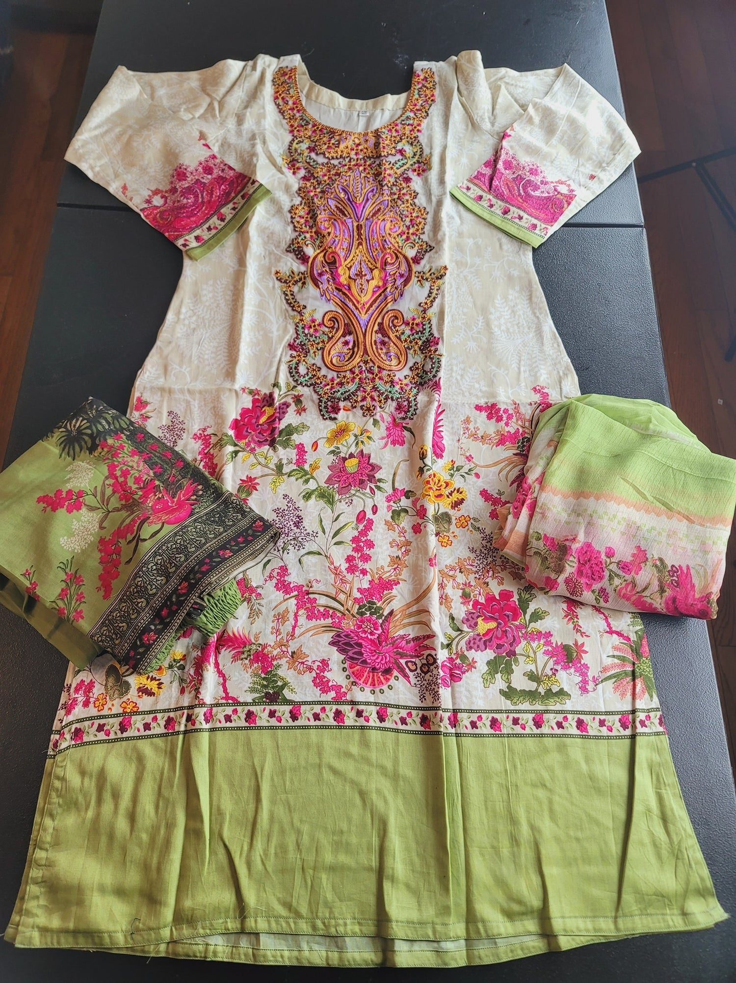 Indian Cotton Stitched Embroidery Suit Ready To Ship