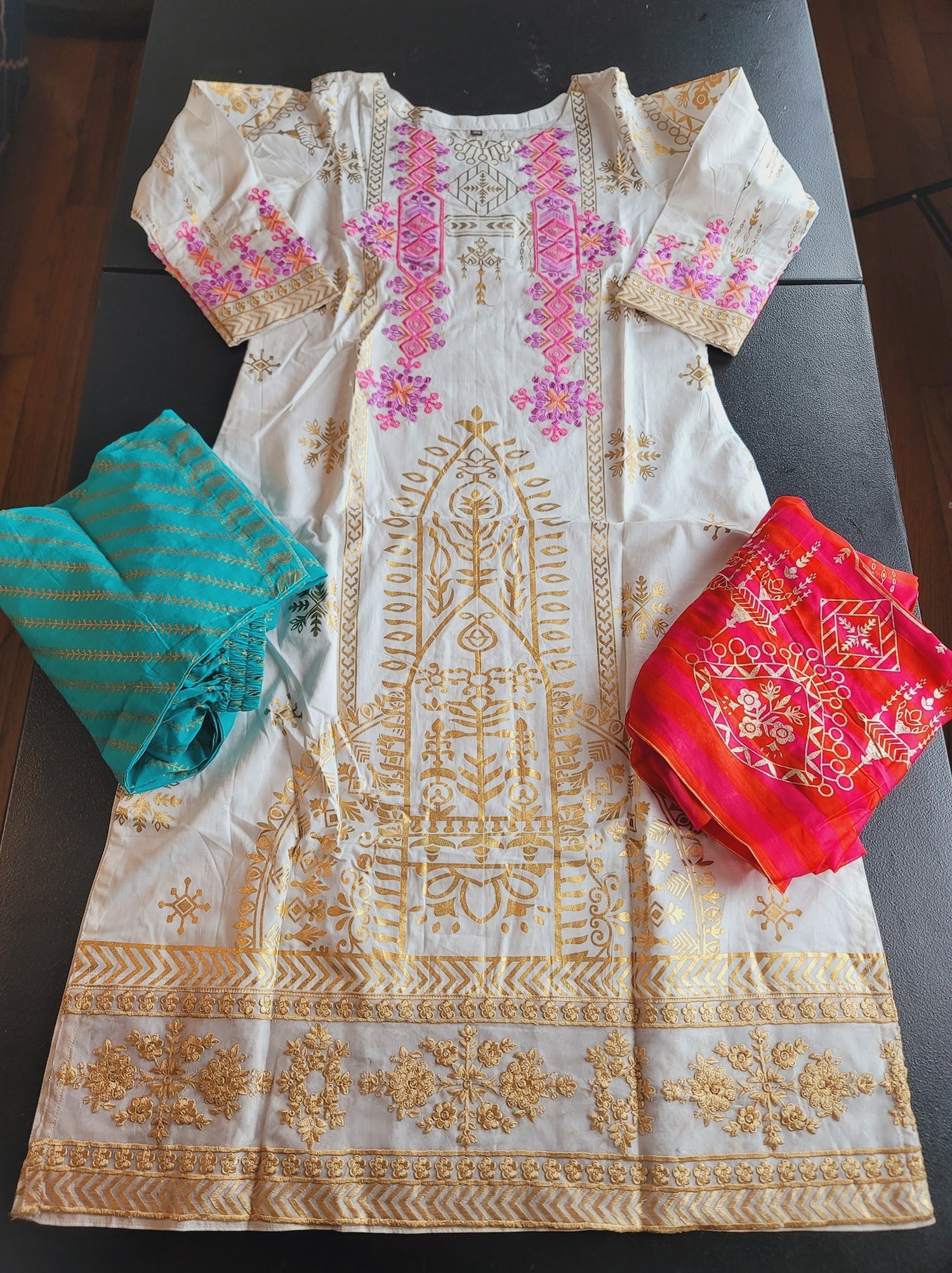 Indian Cotton Stitched Embroidery Suit Ready To Ship