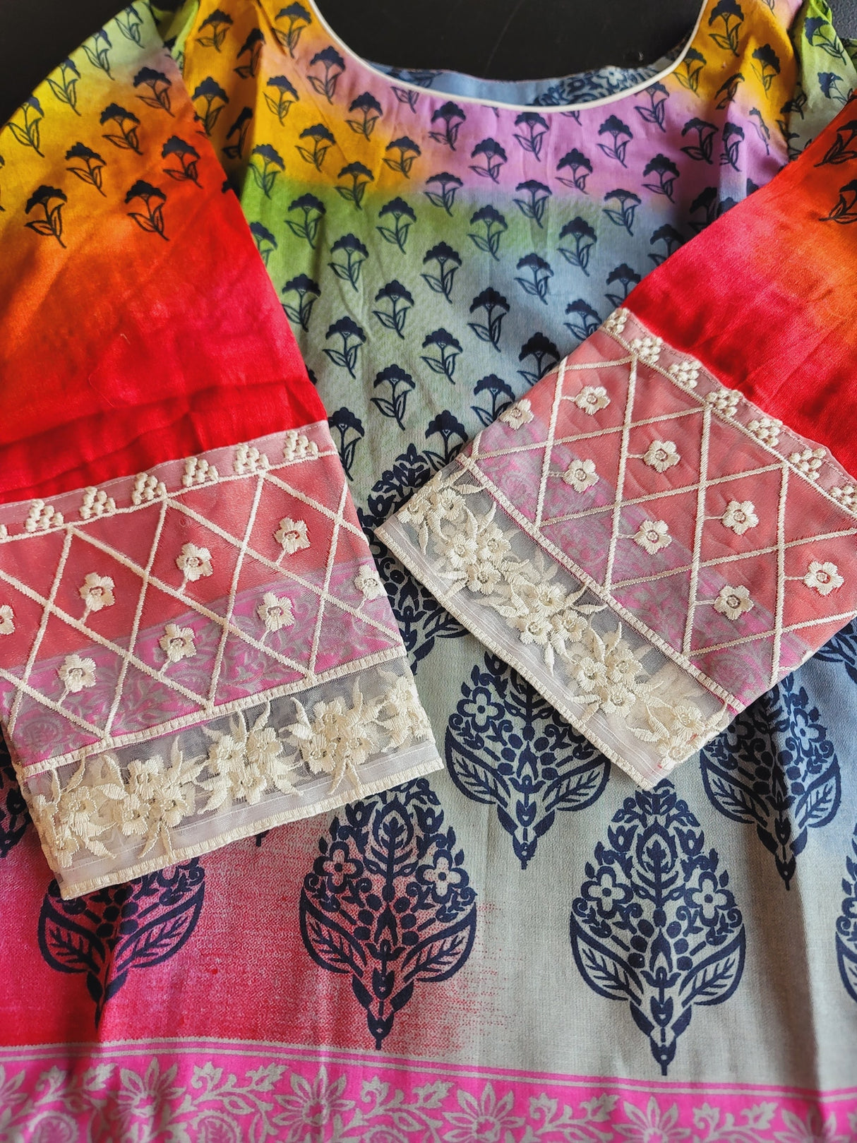 Indian Cotton Stitched Embroidery Suit Ready To Ship