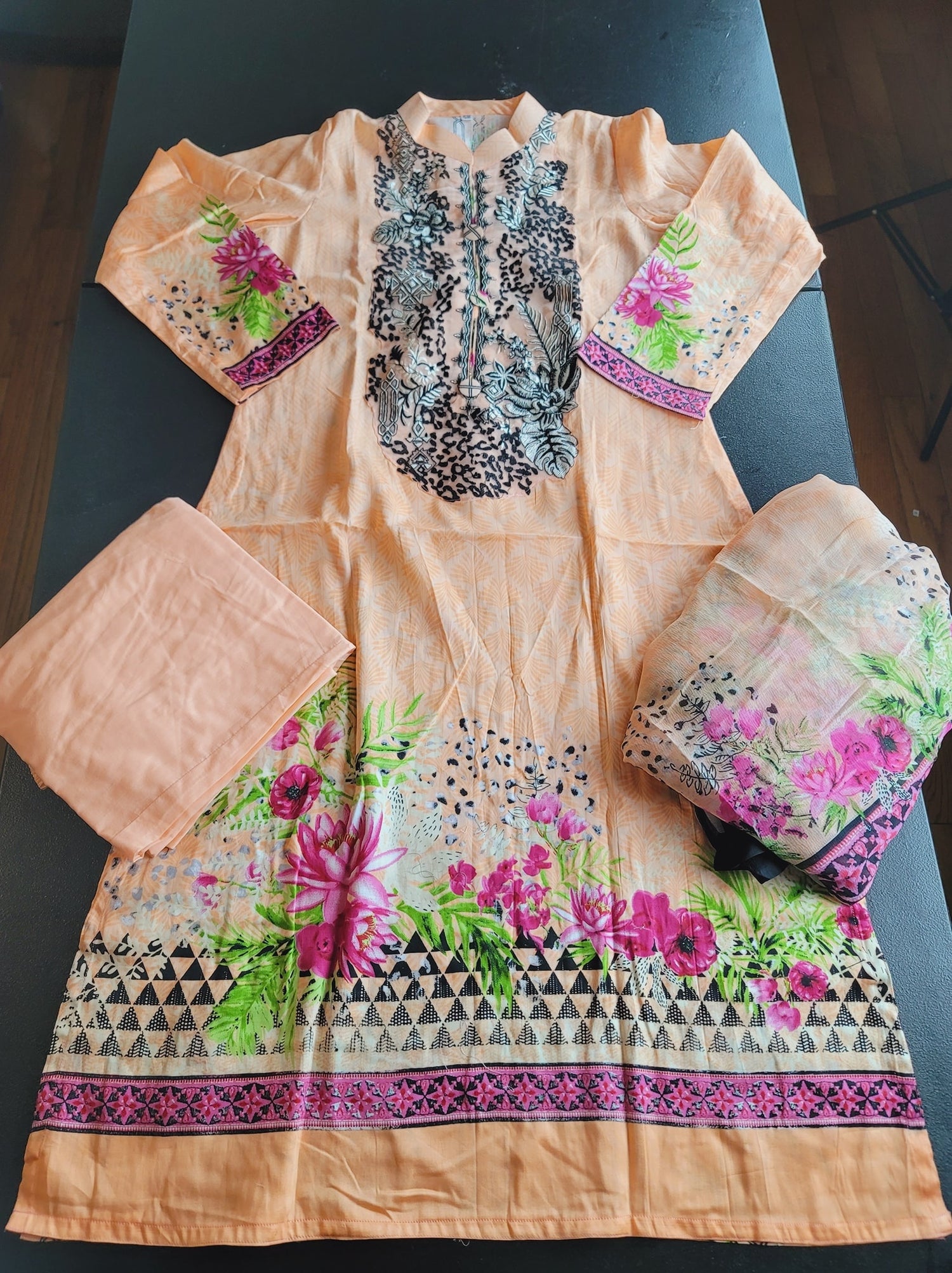 Indian Cotton Stitched Embroidery Suit Ready To Ship