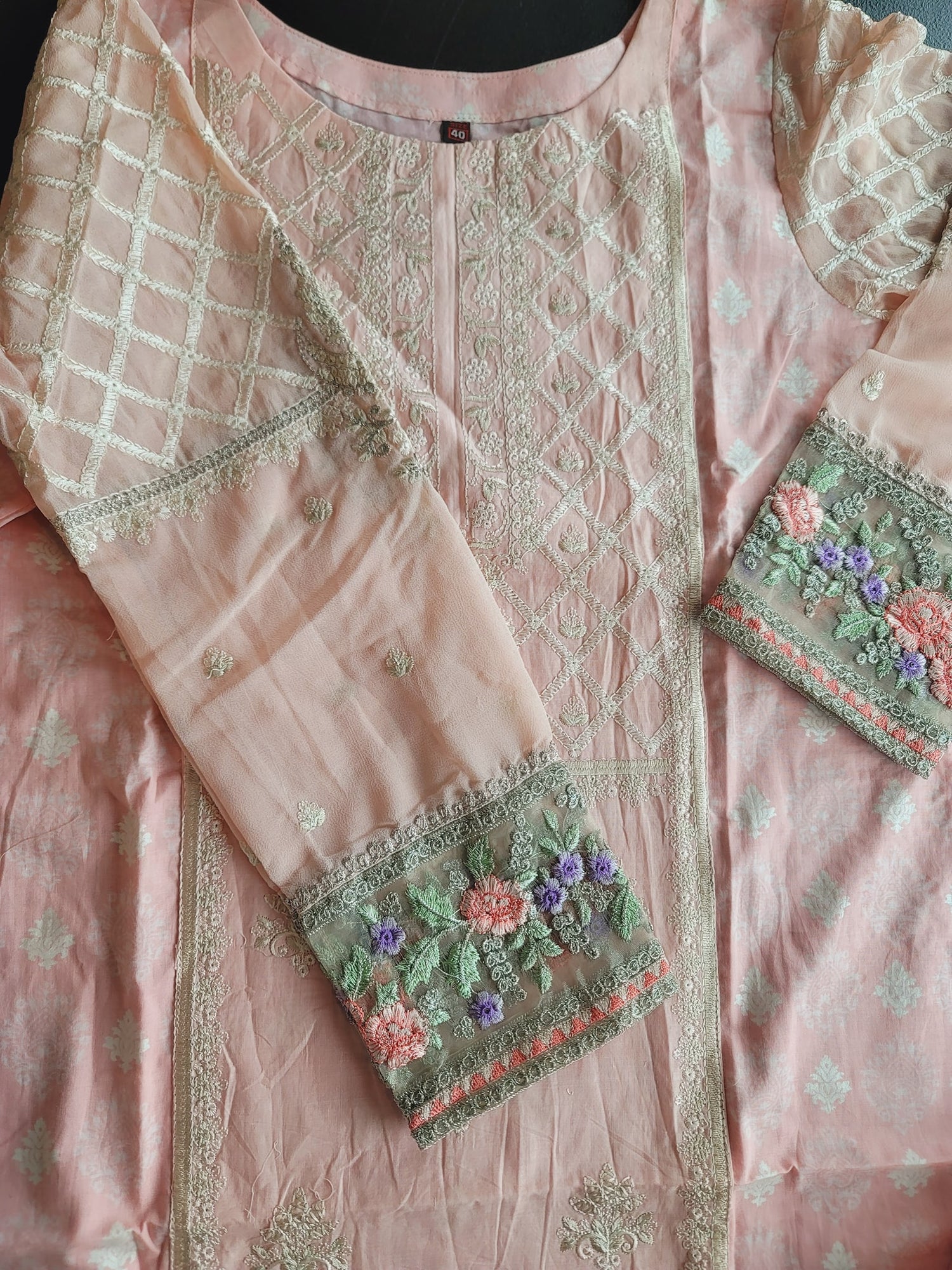 Indian Cotton Stitched Embroidery Suit Ready To Ship