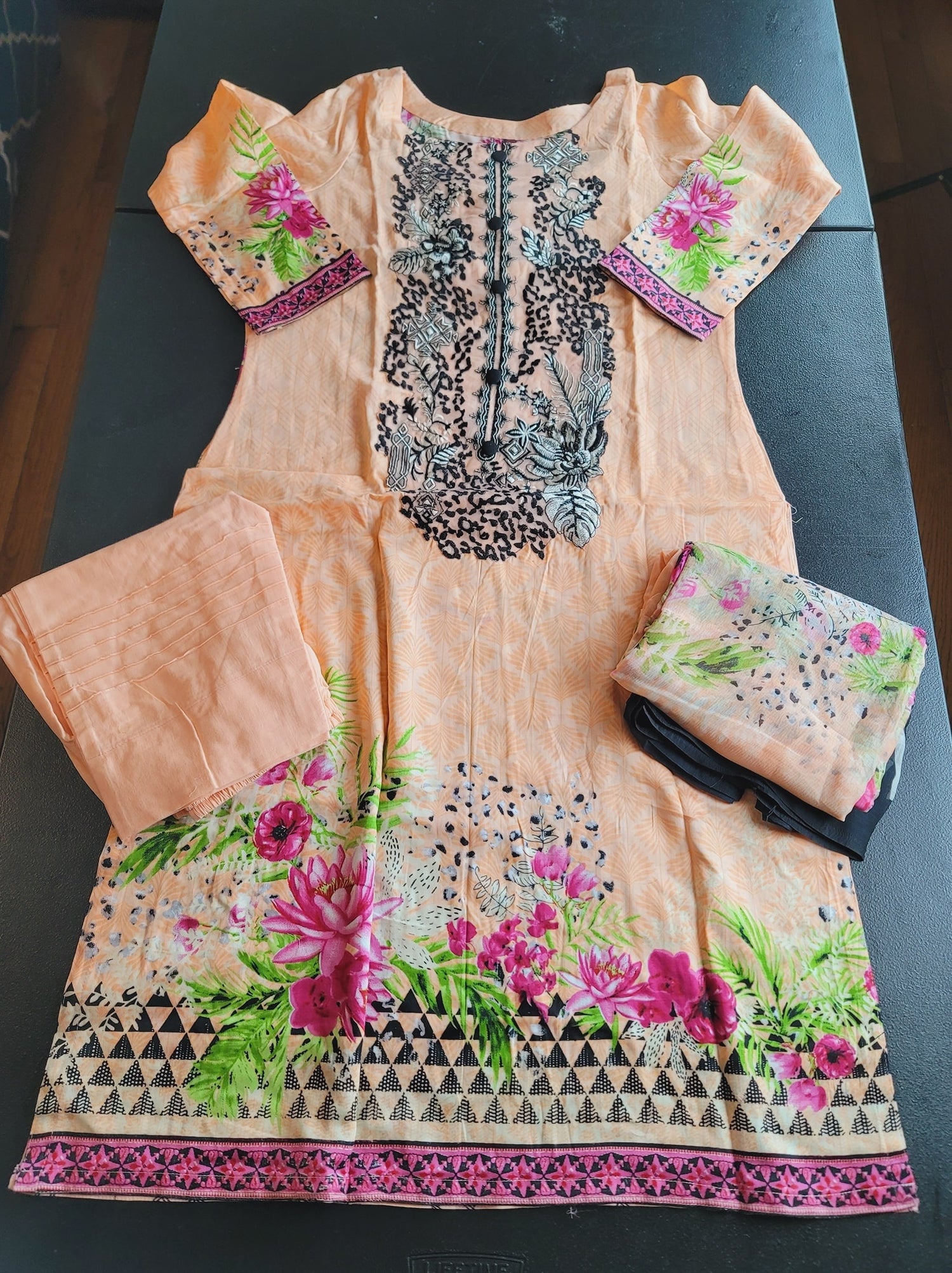 Indian Cotton Stitched Embroidery Suit Ready To Ship