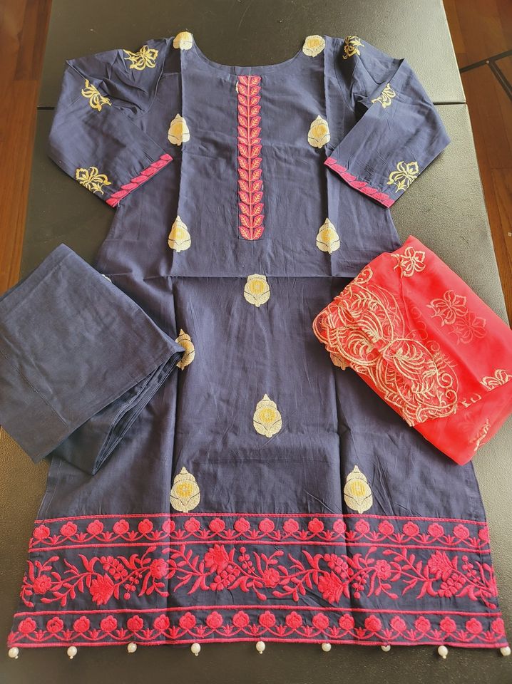 Indian Cotton Stitched Embroidery Suit Ready To Ship