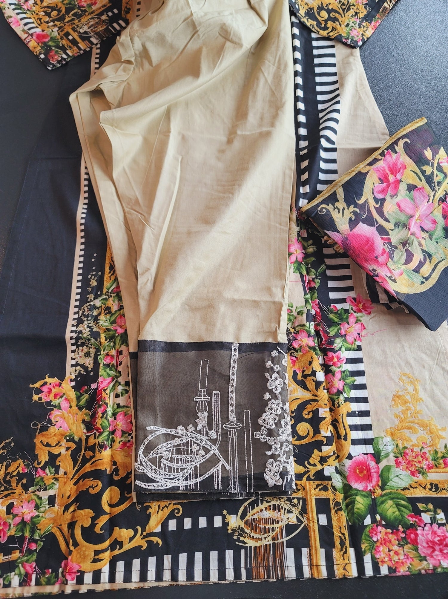 Indian Cotton Stitched Embroidery Suit Ready To Ship