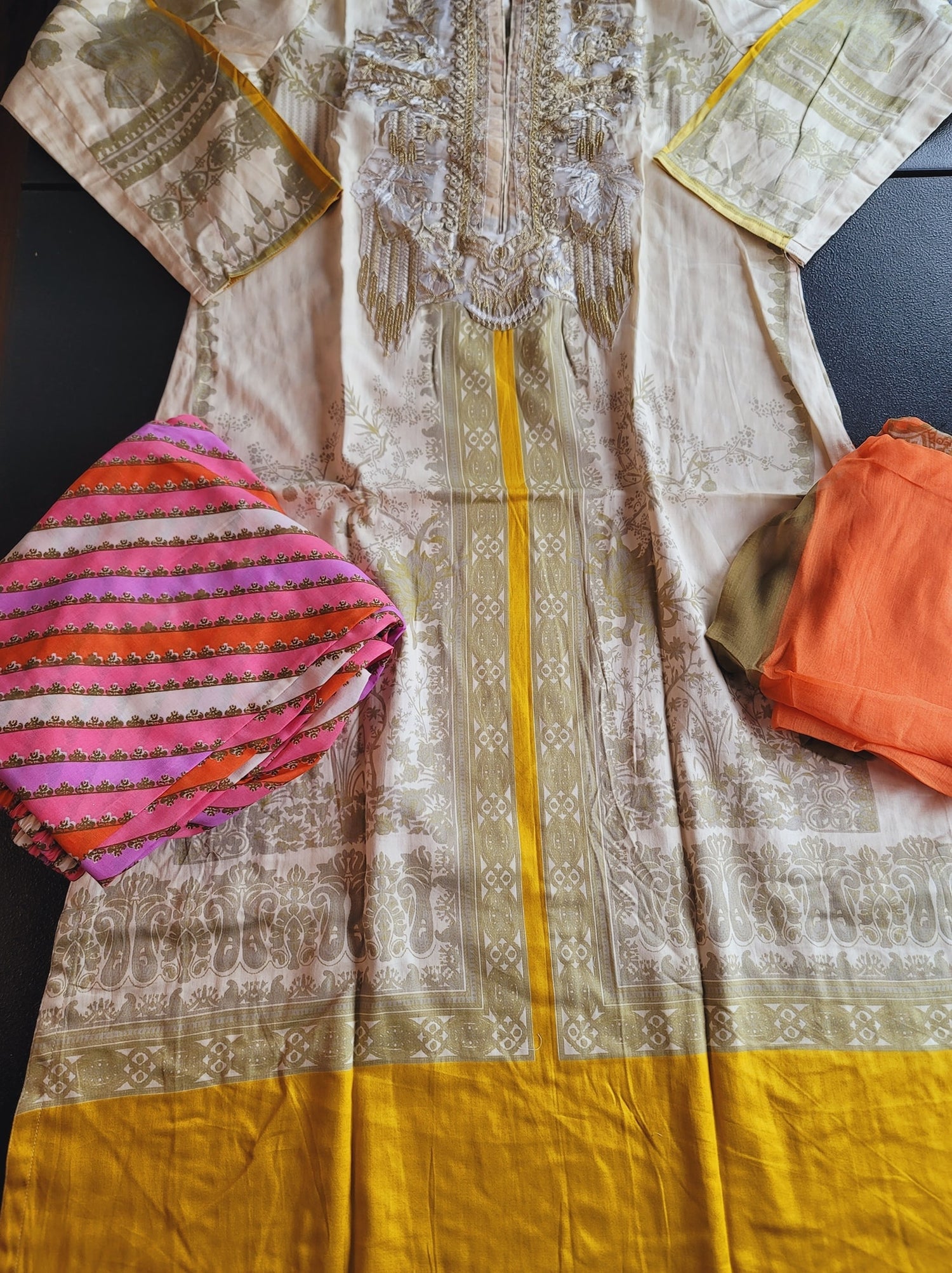 Indian Cotton Stitched Embroidery Suit Ready To Ship