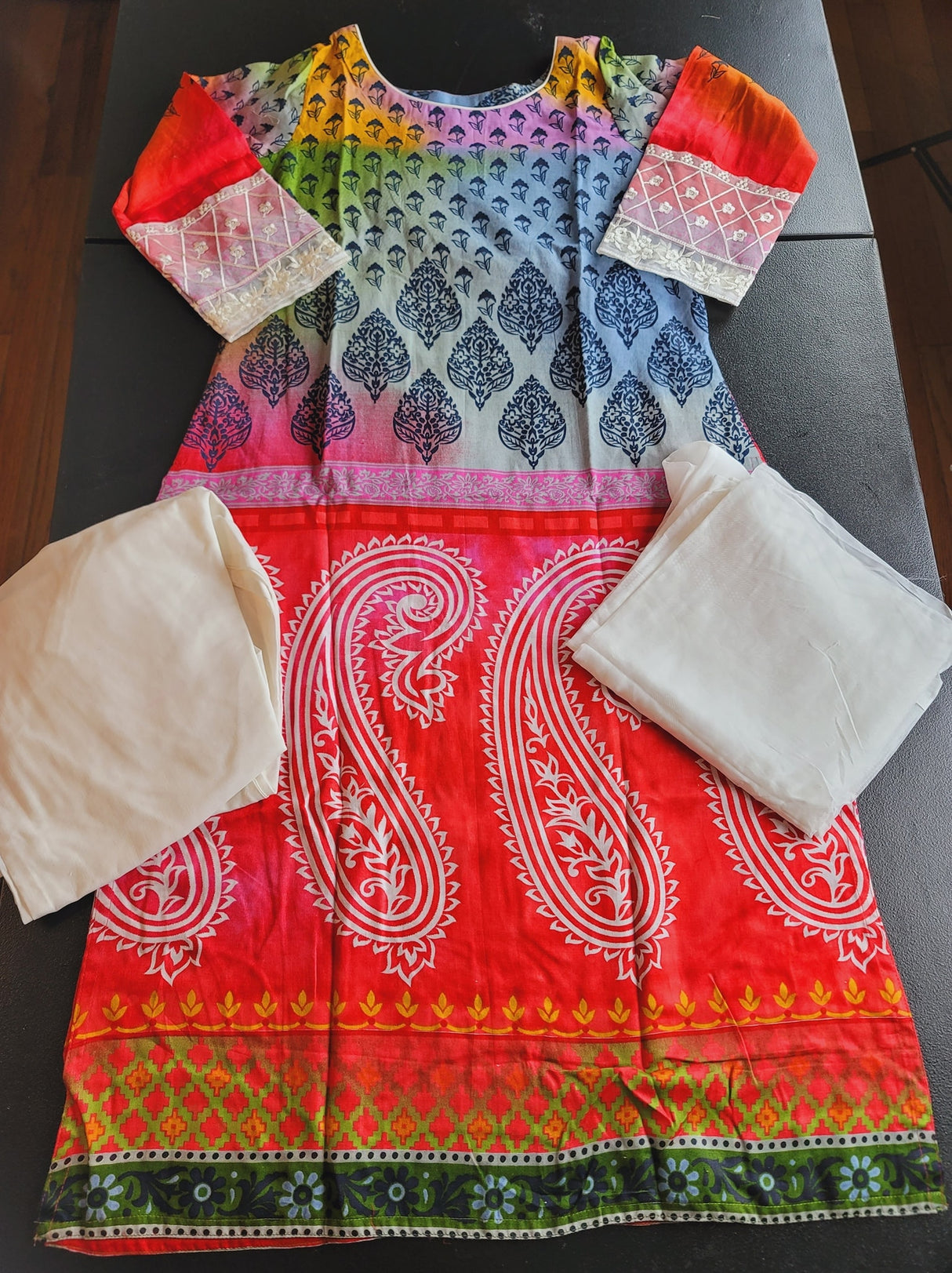 Indian Cotton Stitched Embroidery Suit Ready To Ship