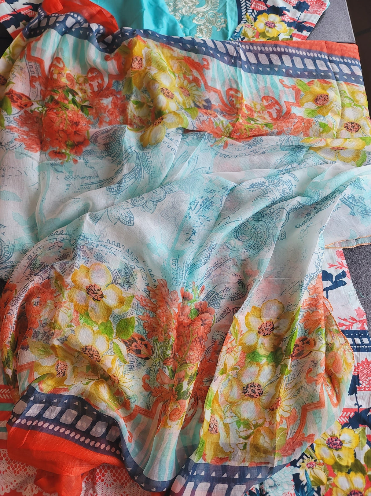 Indian Cotton Stitched Embroidery Suit Ready To Ship