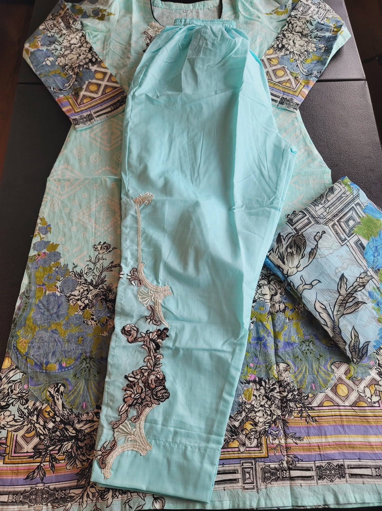 Indian Cotton Stitched Embroidery Suit Ready To Ship