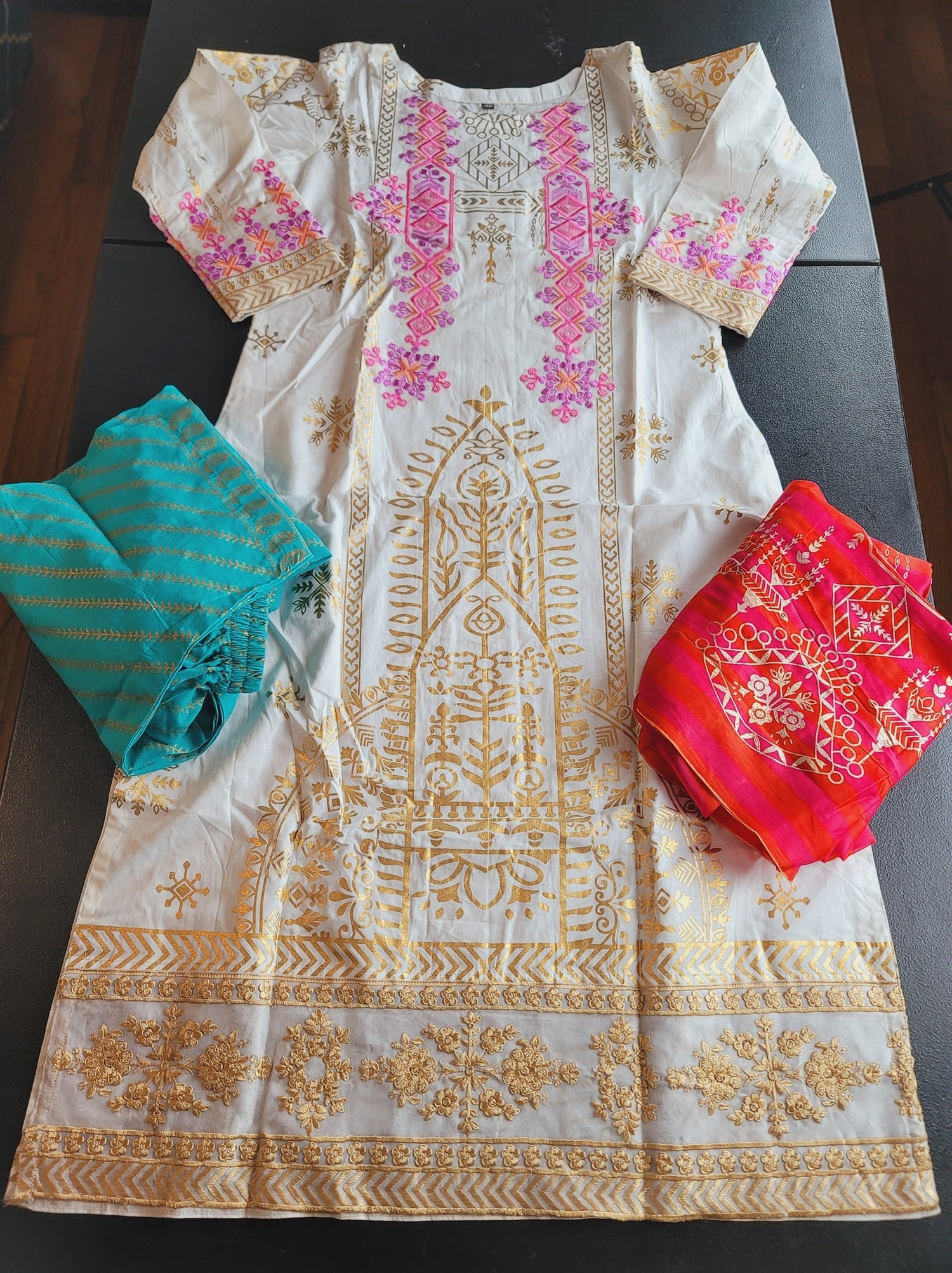 Indian Cotton Stitched Embroidery Suit Ready To Ship