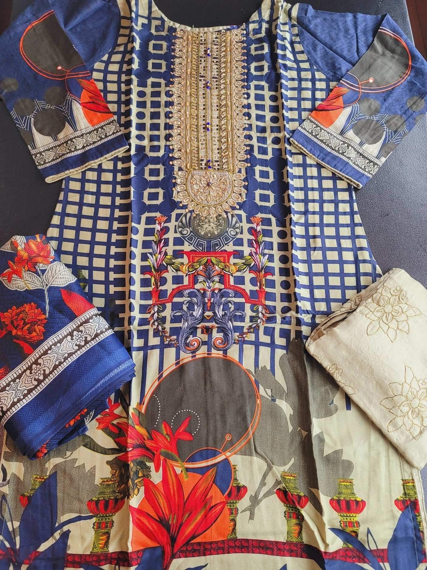 Pakistani Linen Embroidered Salwar kameez Ready To Ship