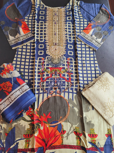 Pakistani Linen Embroidered Salwar kameez Ready To Ship