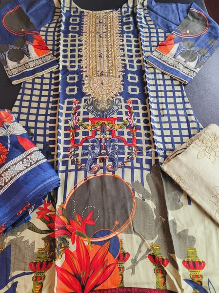 Pakistani Linen Embroidered Salwar kameez Ready To Ship