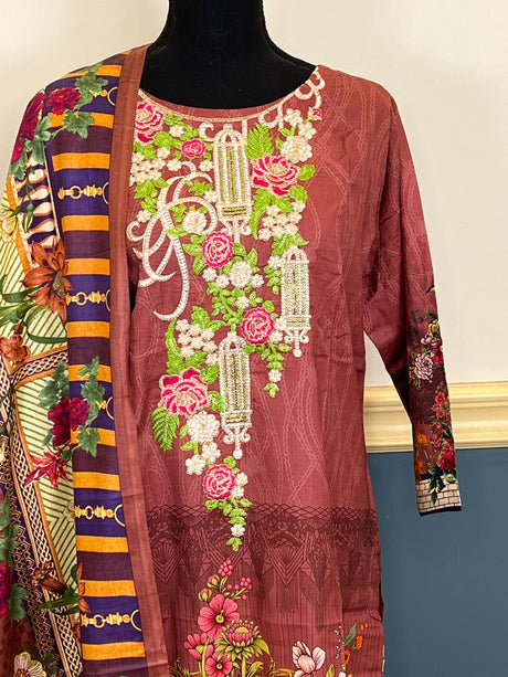 Pakistani Stitched Embroidered lawn Salwar kameez ready to ship