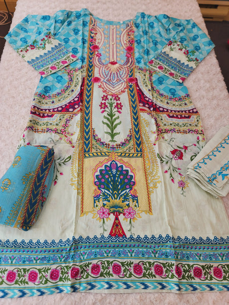 Pakistani Stitched lawn Embroidered Salwar kameez ready to ship