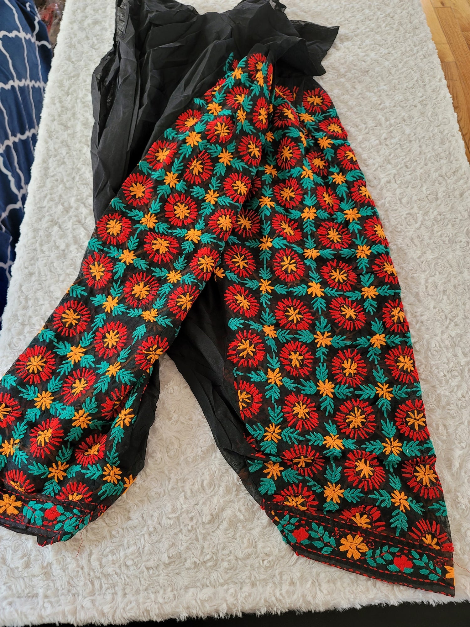 Free size silk phulkari salwer