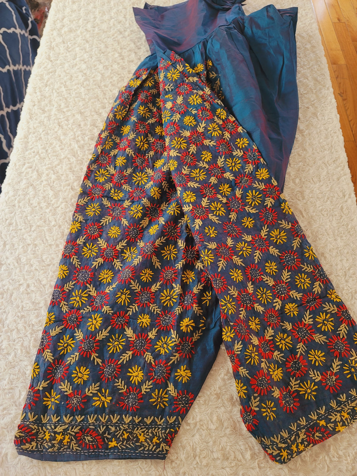 Free size silk phulkari salwer