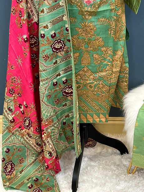 Indian Cotton Stitched Embroidery Suit Ready To Ship