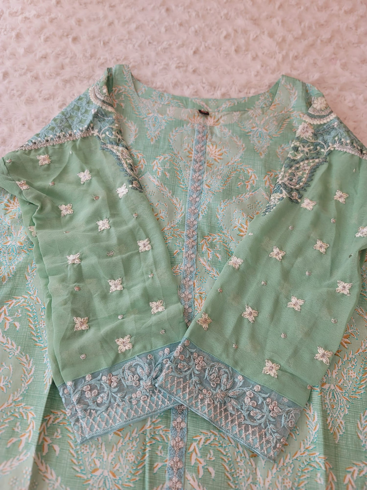 Indian Cotton Stitched Embroidery Suit Ready To Ship