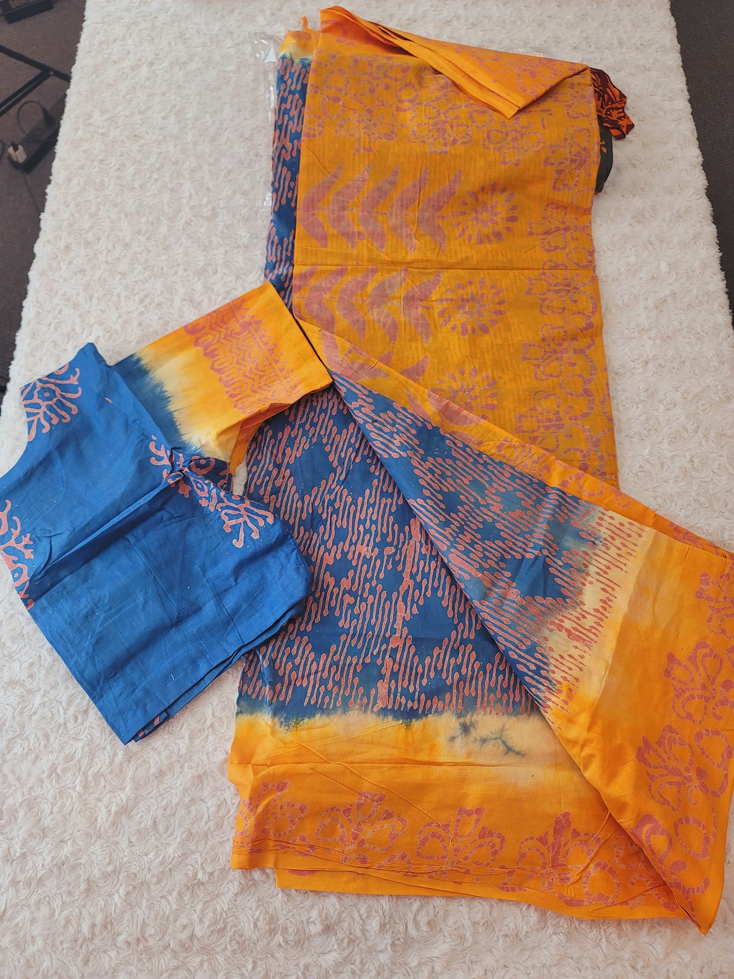 Cotton batik saree with stiched blouse