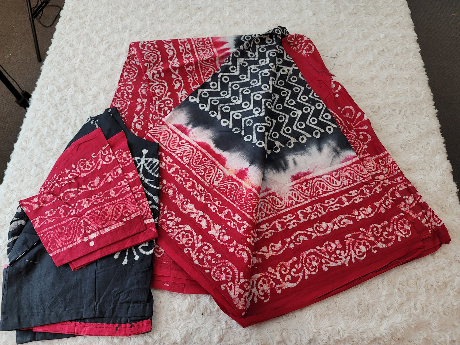 Cotton batik saree with stiched blouse