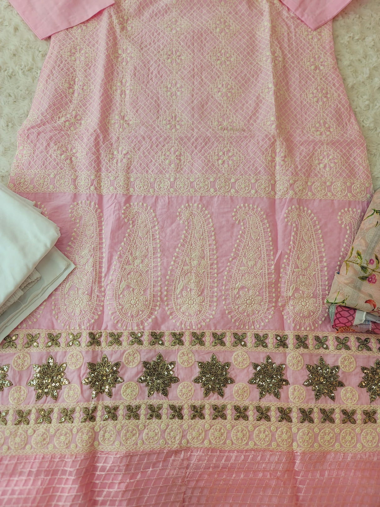 Indian Cotton Stitched Embroidery Suit Ready To Ship