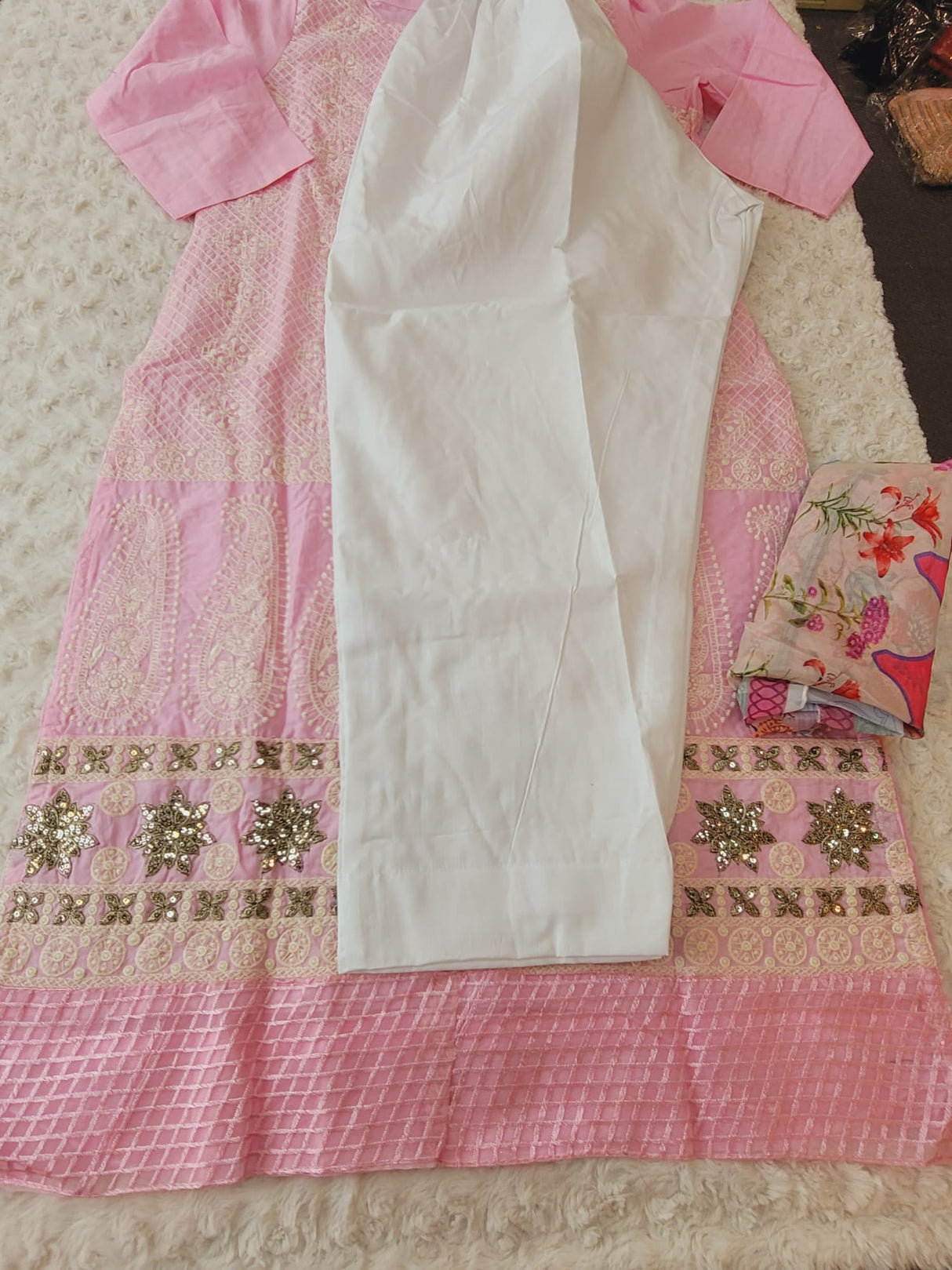 Indian Cotton Stitched Embroidery Suit Ready To Ship