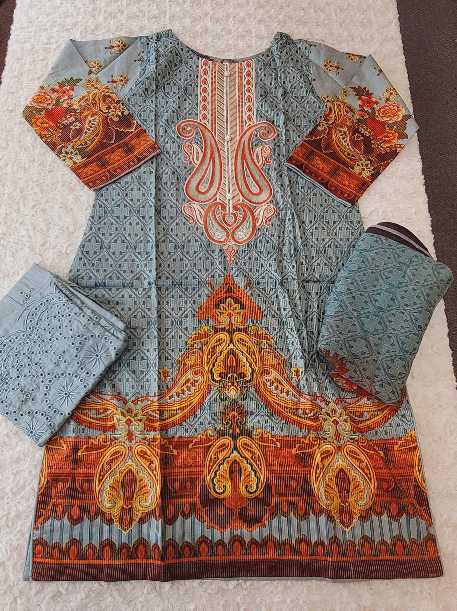 Pakistani stitched  lawn Embroidered Salwar kameez ready to ship