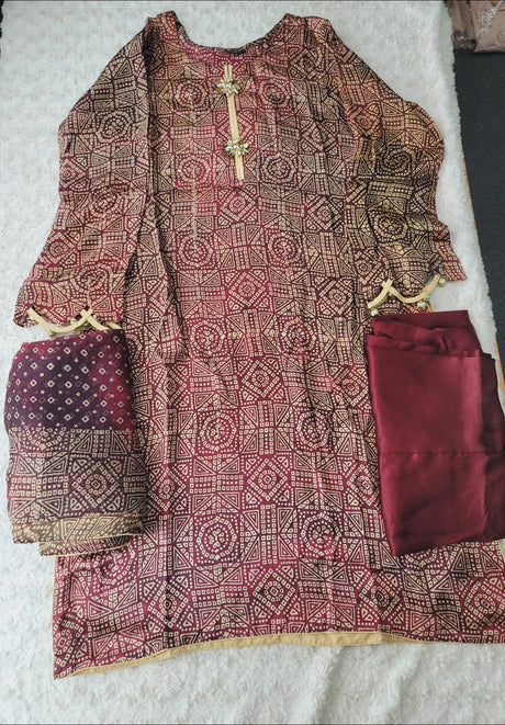 Pakistani Raw Silk Kamiz With Pure Chiffon Duppata Collection 2021 -100% Original Guaranteed