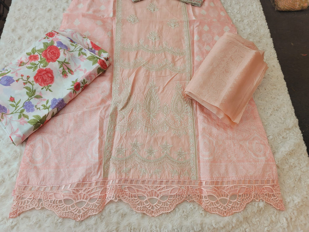 Indian Cotton Stitched Embroidery Suit Ready To Ship