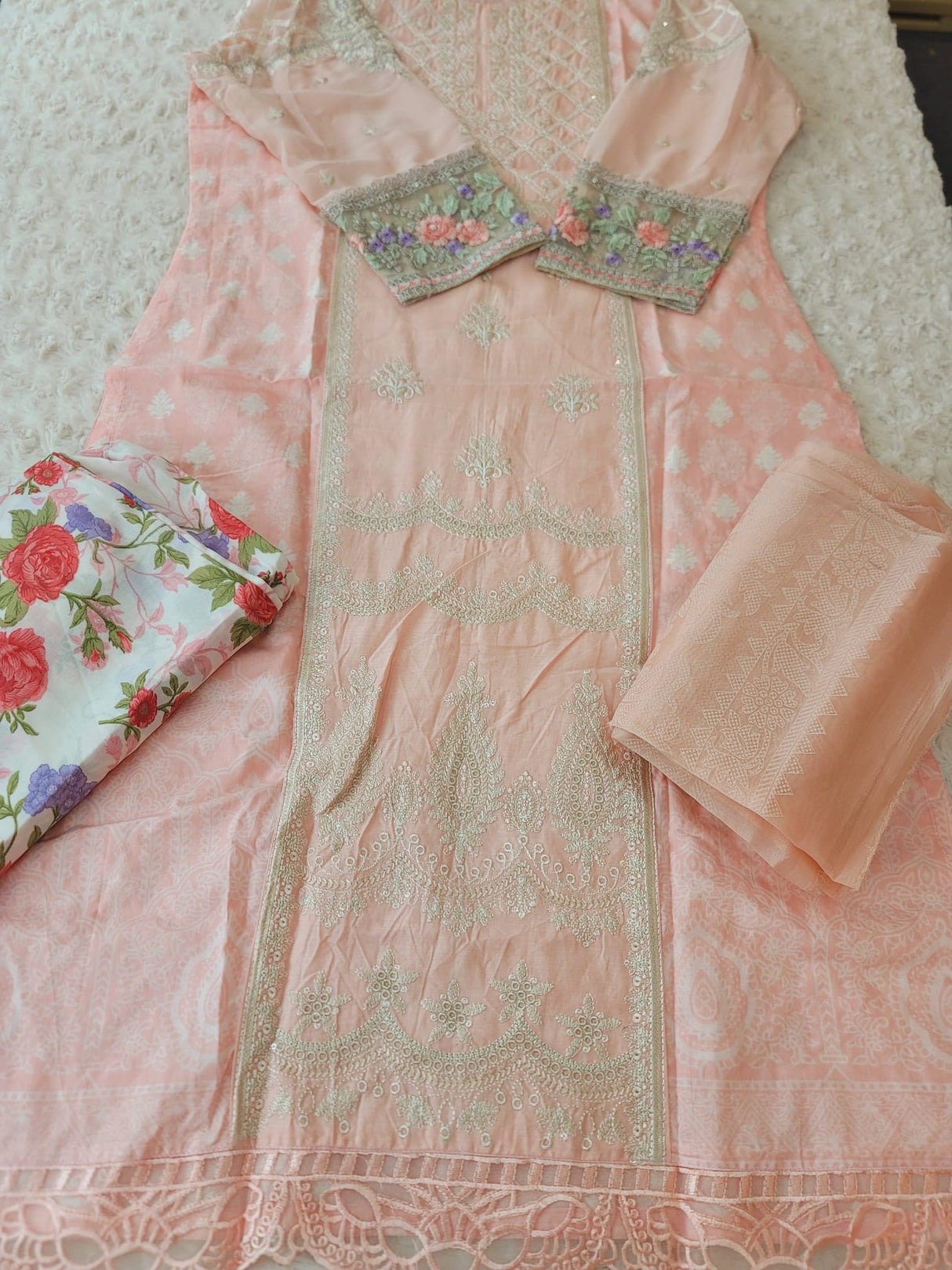 Indian Cotton Stitched Embroidery Suit Ready To Ship