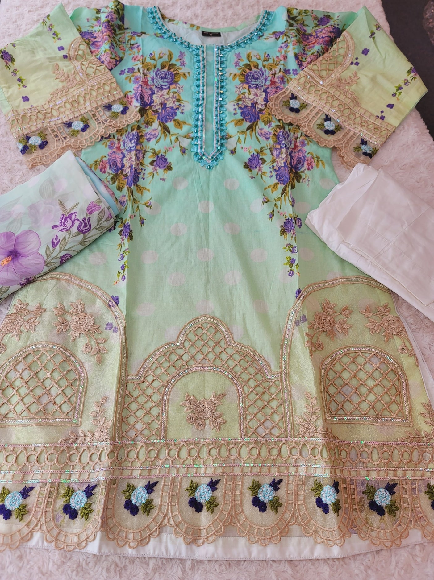 Pakistani Stitched Embroidery Lawn Suit Ready To Ship