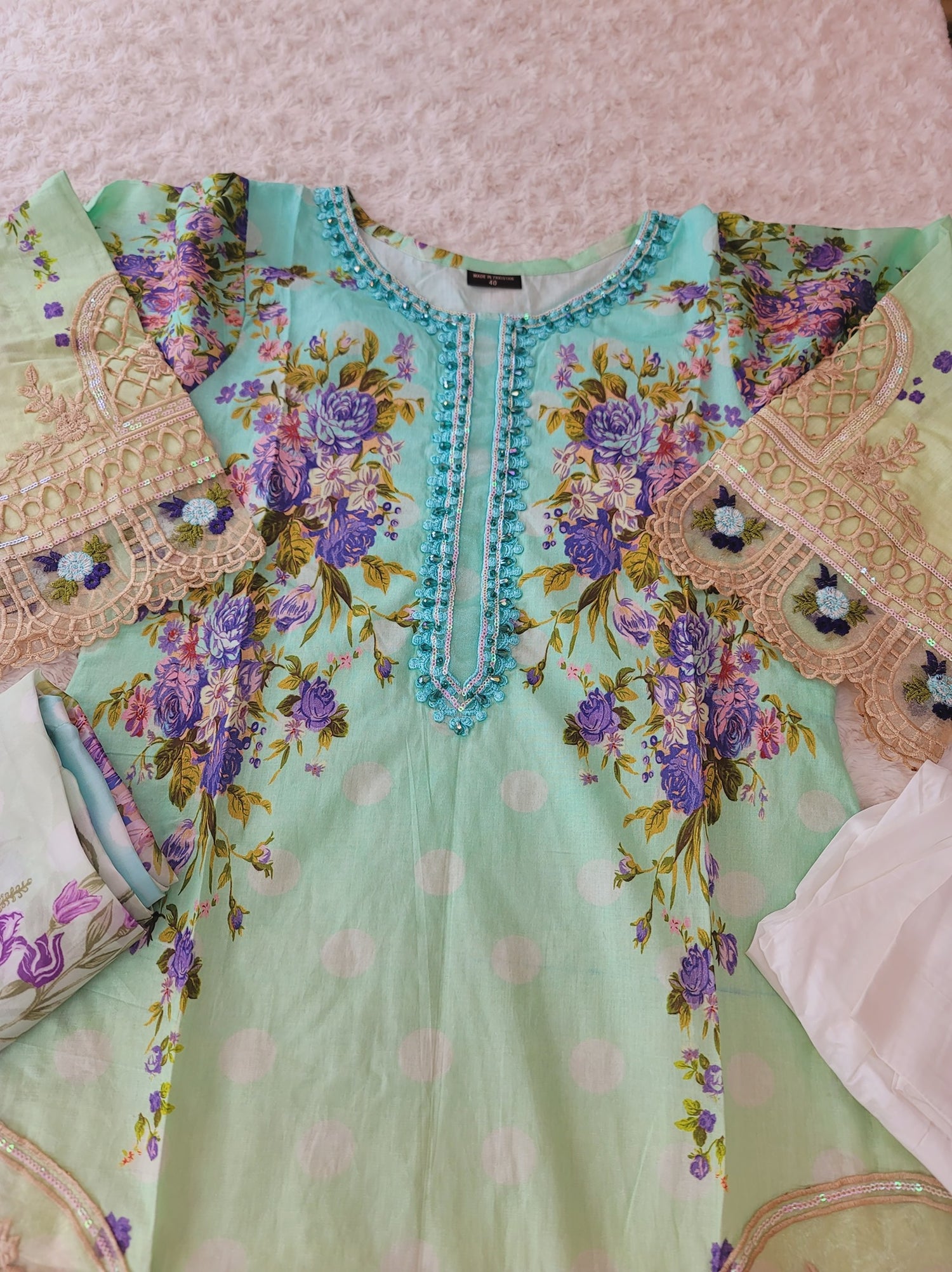 Pakistani Stitched Embroidery Lawn Suit Ready To Ship