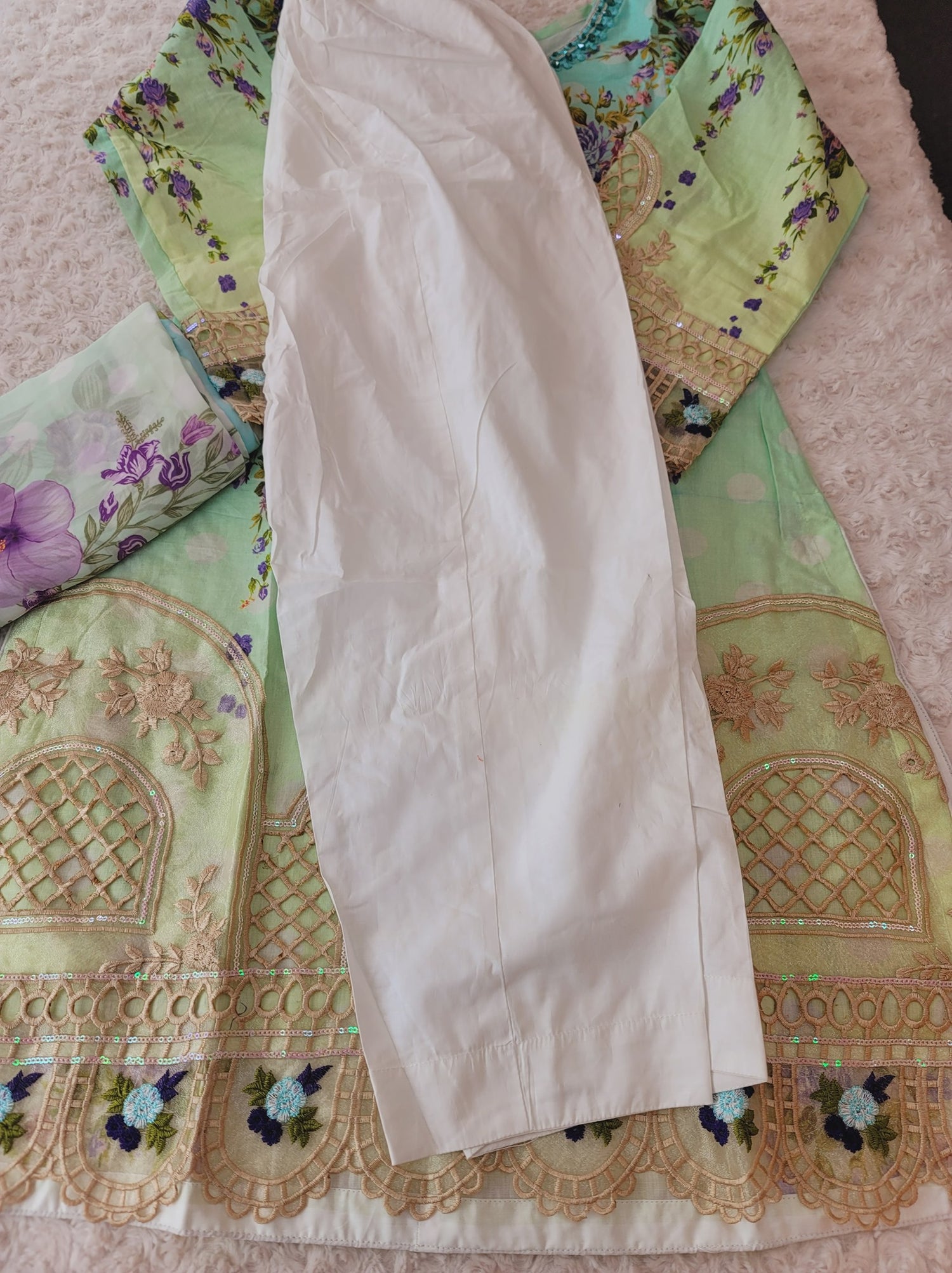 Pakistani Stitched Embroidery Lawn Suit Ready To Ship